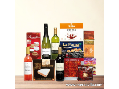 Cesta de Navidad con Botellas y Dulces Navideños Lote 100