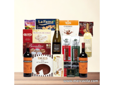 Cesta de Navidad con Botellas y Dulces Navideños Lote 101