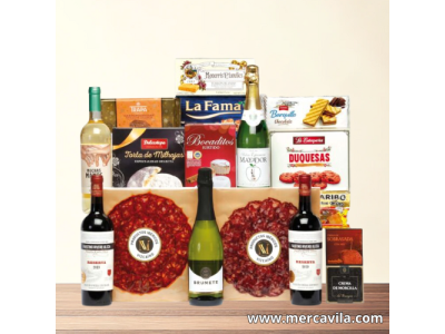 Cesta de Navidad con Botellas y Dulces Navideños Lote 102
