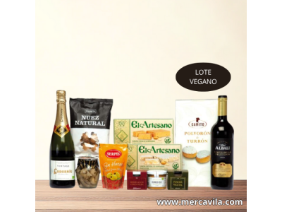 Cesta de Navidad con Botellas y Dulces Veganos Lote 160