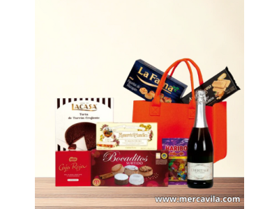 Bolsa de Navidad con Botellas y Dulces Navideños Lote 207