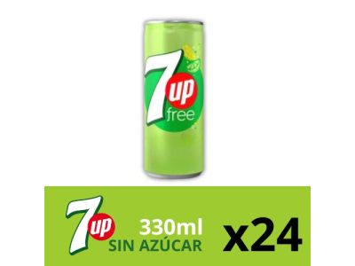 Latas de Refresco Seven Up Sin Azúcar x24