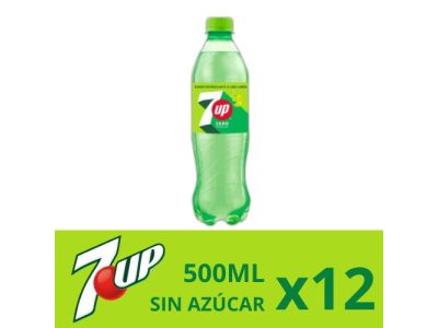 Botellas de Seven UP Sabor Limón Sin Azúcar x12