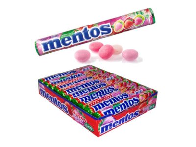 Grageas Masticables Caramelos Mentos Sabor Fresa Exótica x20