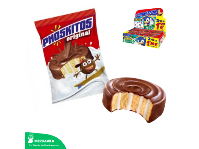 Pasteles de Chocolate Rellenos de Crema Phoskitos x18