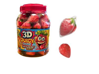Chuches Esponjosas Juicy Gummy 3D en Forma de Fresa Johny Bee x60